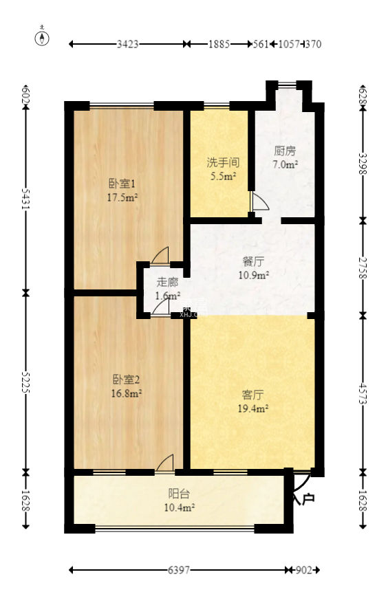 南园小区  2室2厅1卫   65.00万