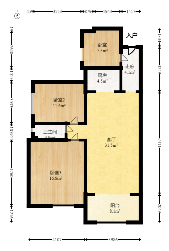 海德公園  2室2廳1衛(wèi)    72.8萬室內(nèi)圖1