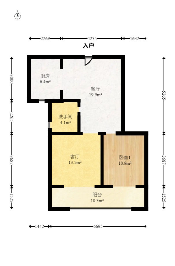明昇壹城（明昇时代广场）二期  3室2厅2卫   159.50万室内图1