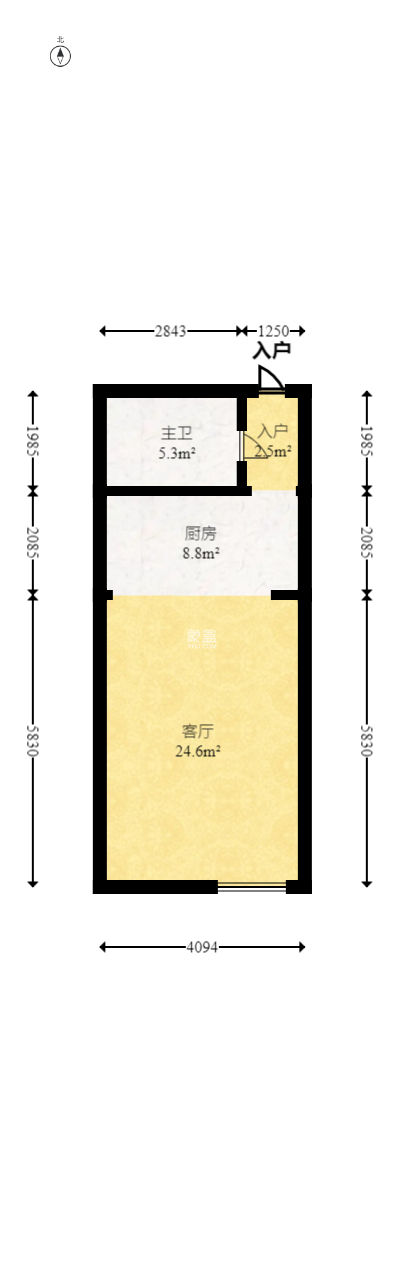 昊天大厦  1室1厅1卫   49.50万