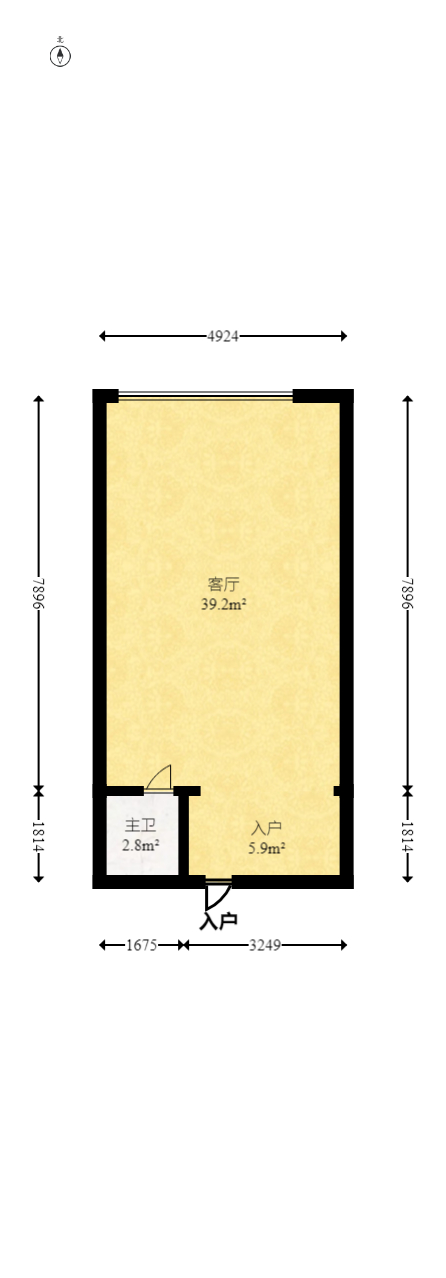 锦泰东环国际  1室1厅1卫   60.00万室内图1