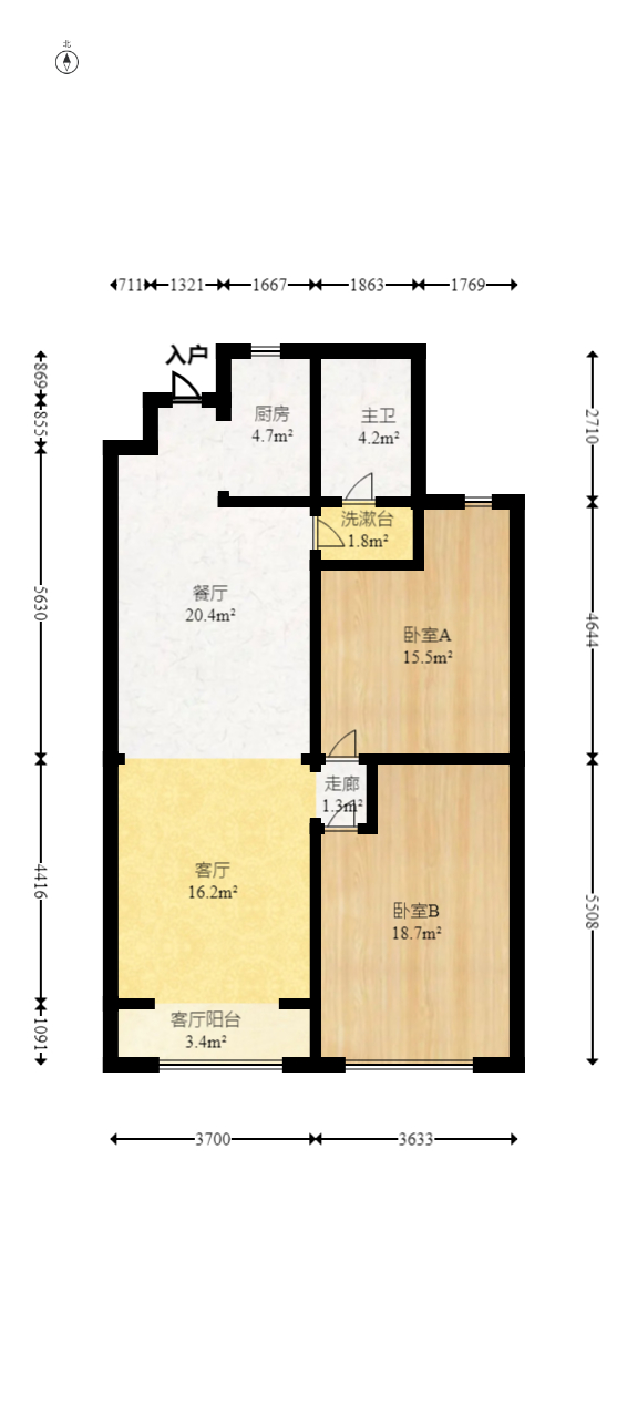 鑫远悦城（鑫远悦时代）  2室1厅1卫   101.00万室内图1
