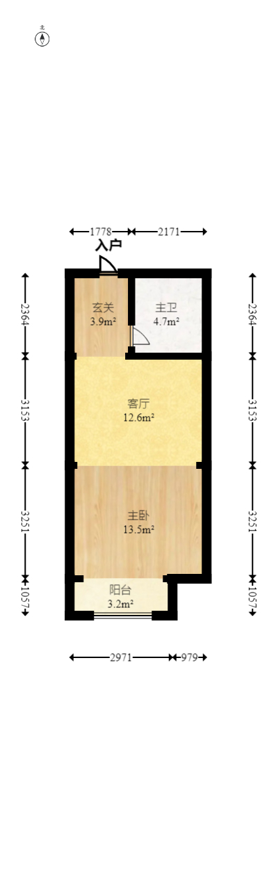 鑫远悦城（鑫远悦时代）  1室1厅1卫   33.00万室内图1