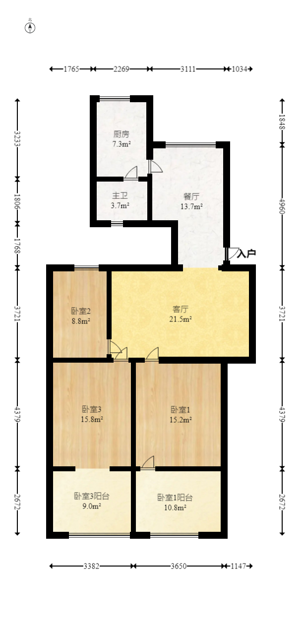 湘农桥社区  3室2厅2卫   125.00万室内图1