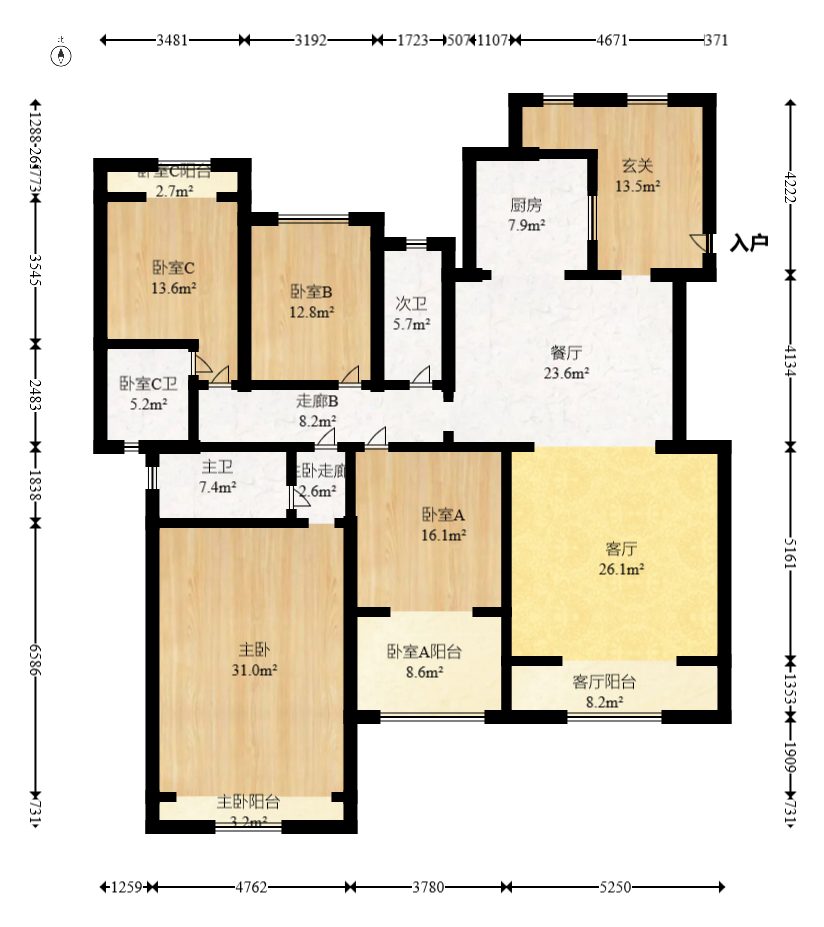 中建芙蓉和苑  4室2厅1卫    268.0万 中建芙蓉和苑  4室2厅1卫    268.0万户型图