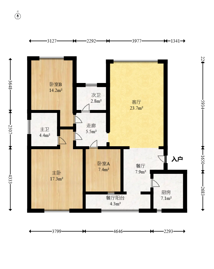 和庄  3室2厅2卫   95.00万室内图1