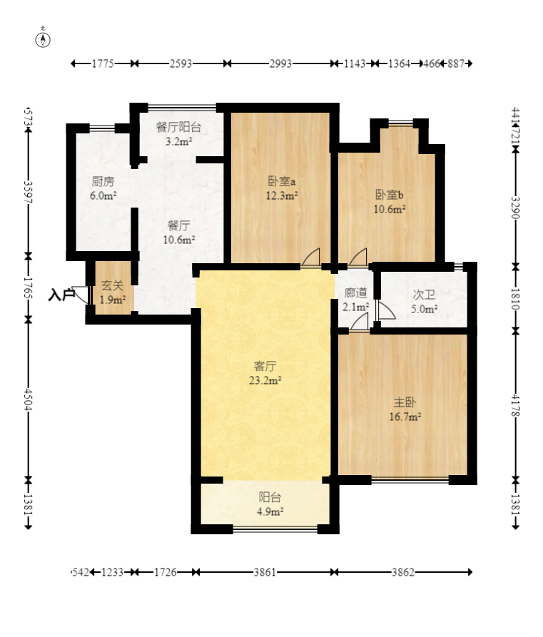 保利麓谷林語F區(qū)  3室2廳1衛(wèi)    106.0萬室內(nèi)圖1