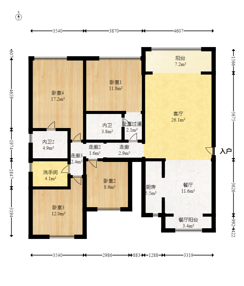 阳光城尚东湾青云苑 4室2厅2卫 137.0万 阳光城尚东湾青云苑 4室2厅2卫 137.0万户型图