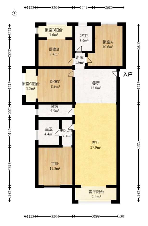 润屋美院  4室3厅2卫   147.00万室内图1