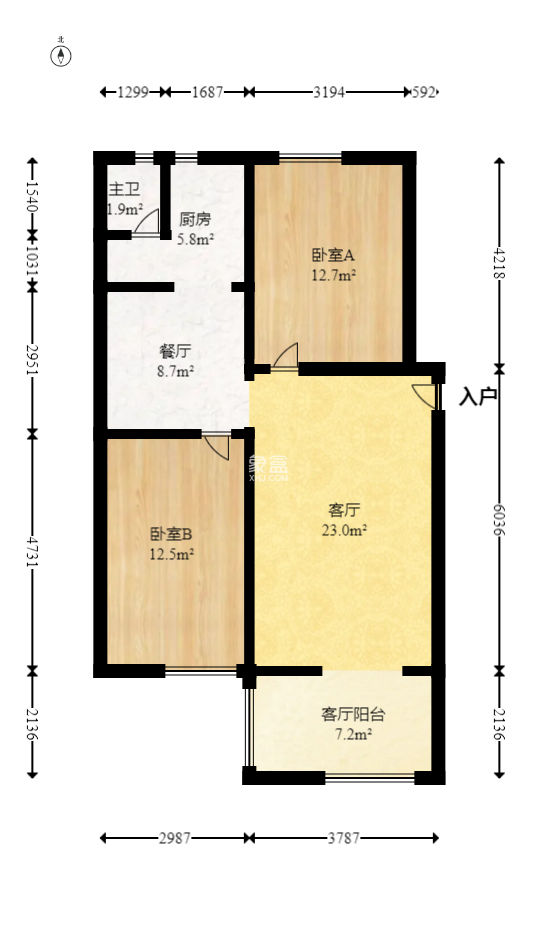 天城尚品  2室2厅1卫   82.00万
