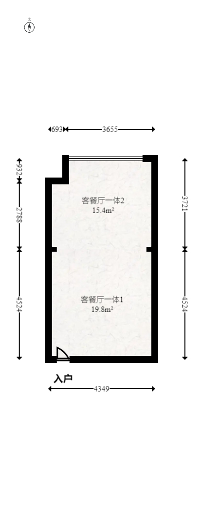 京武浪琴山三期（京武中心）  1室1厅1卫   65.00万室内图1