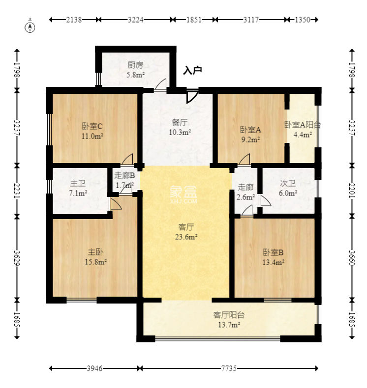 五江书香苑  4室2厅2卫   189.80万