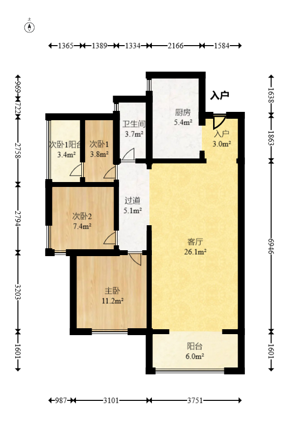 中建悦和城  3室2厅1卫   82.00万室内图1