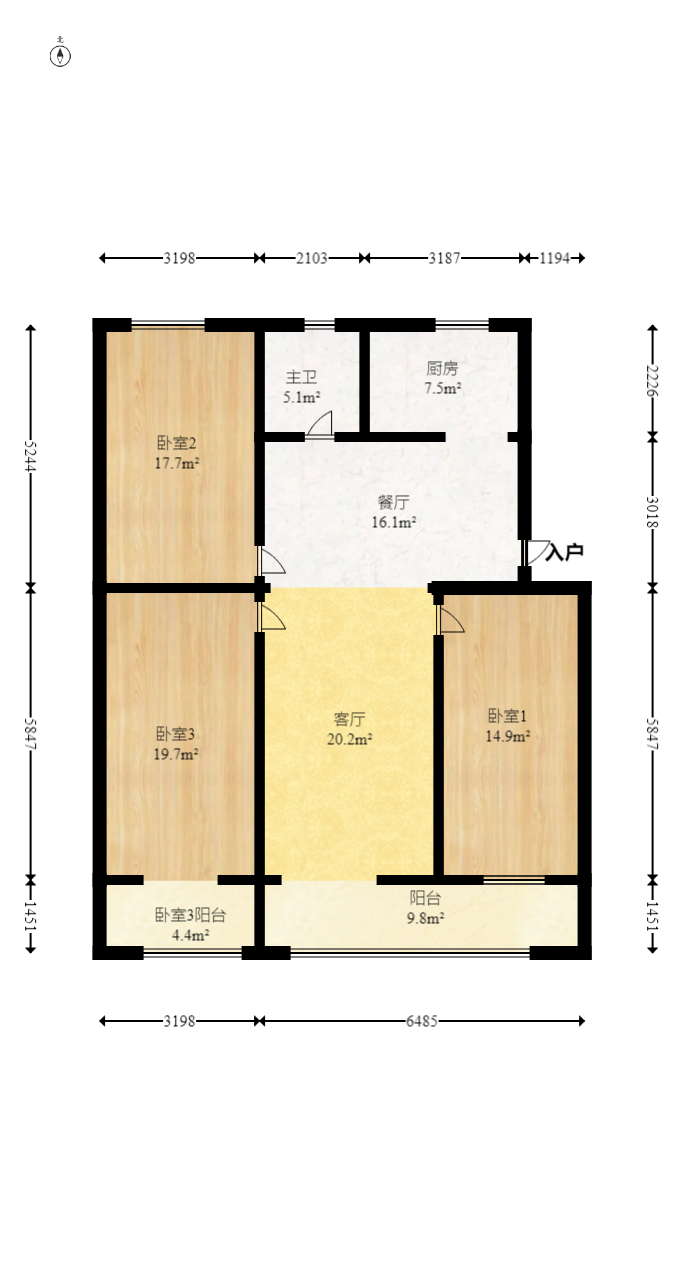 砂子塘社区  3室2厅1卫   79.80万室内图1