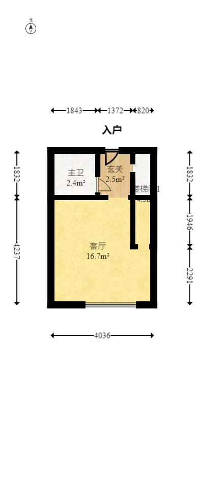 郡原广场  2室1厅2卫   58.00万室内图1