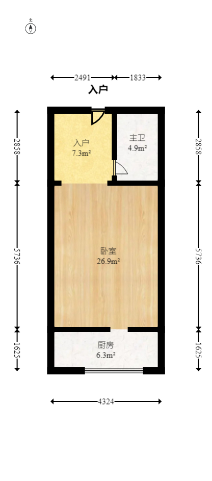 东友星座  1室1厅1卫   52.00万室内图1