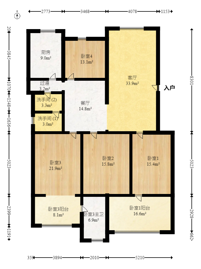 湖南省国税局宿舍（侯家塘温尔登超市边）  4室2厅2卫   260.00万室内图1