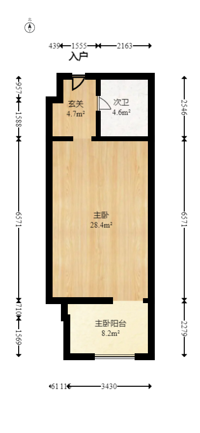 奥克斯广场  1室1厅1卫   51.90万室内图1