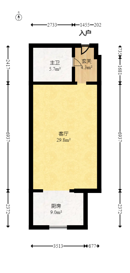 奥克斯广场  1室1厅1卫   41.50万室内图1