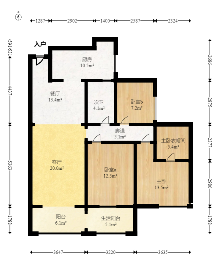 保利麓谷林语A区  3室2厅2卫   118.00万室内图1