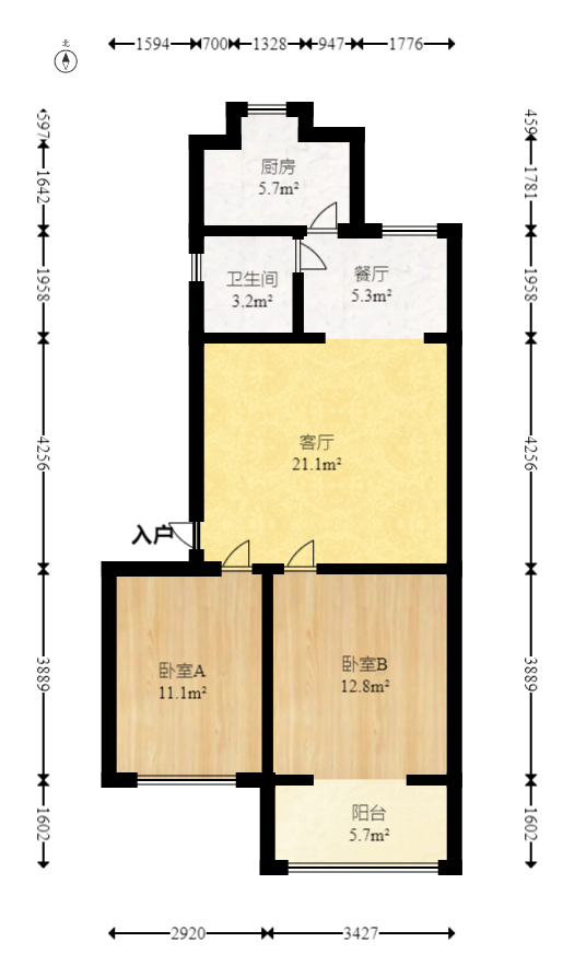金帆小区  2室2厅1卫   53.00万室内图1