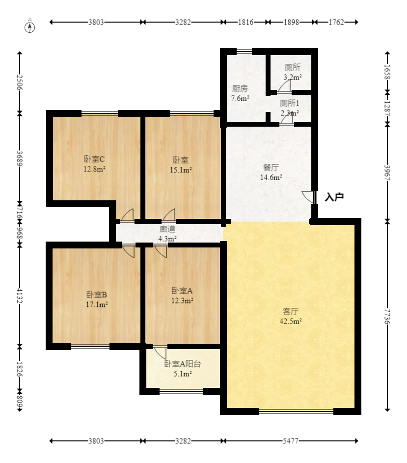 科教新村  4室2厅2卫    158.0万室内图1