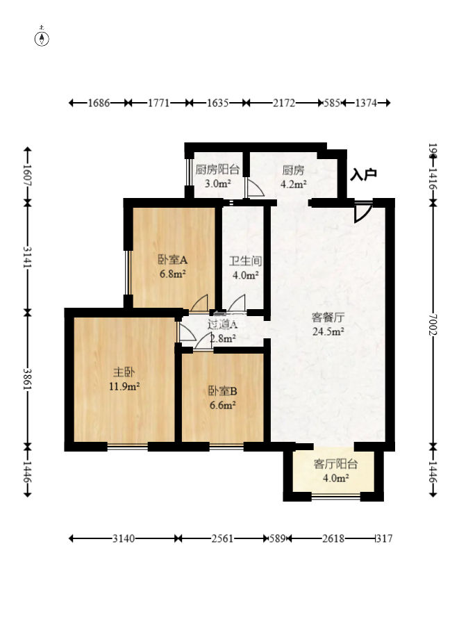 天麓尚层  3室2厅1卫    60.0万