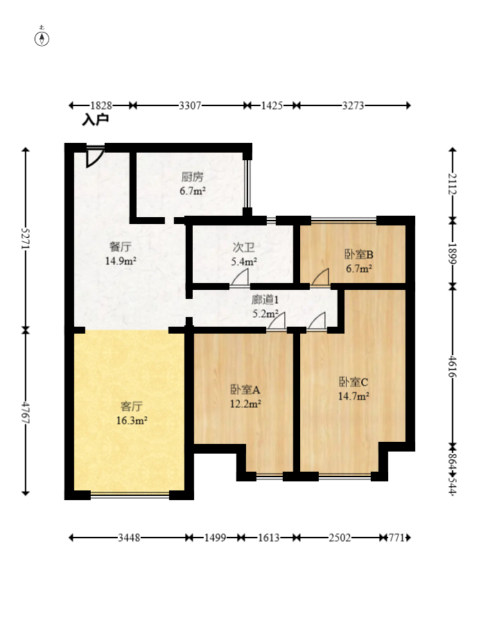 世茂铂翠湾四期(世茂悦享) 3室2厅1卫 106.0万 世茂铂翠湾四期(世茂悦享) 3室2厅1卫 106.0万户型图
