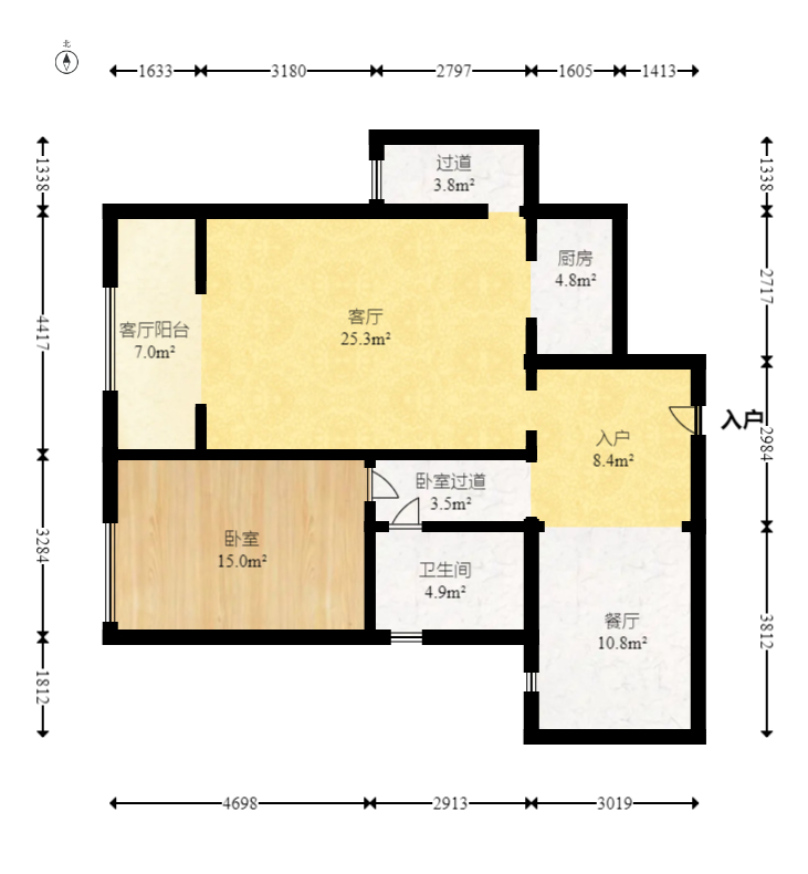 中海国际一期  5室2厅2卫    125.0万室内图1