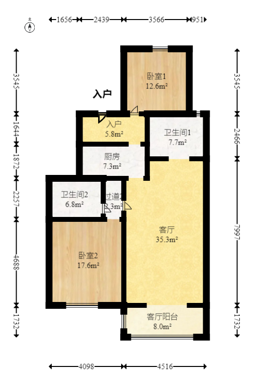 卓越千山里  4室2厅3卫   228.00万室内图1