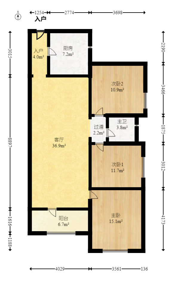 万科城  3室2厅1卫   100.00万室内图1