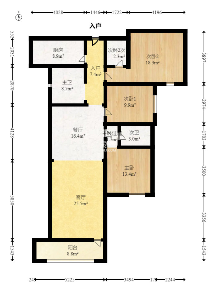 北辰三角洲C2区  3室2厅1卫    158.8万