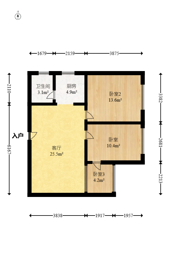 圣力华苑  2室1厅1卫   36.00万室内图1