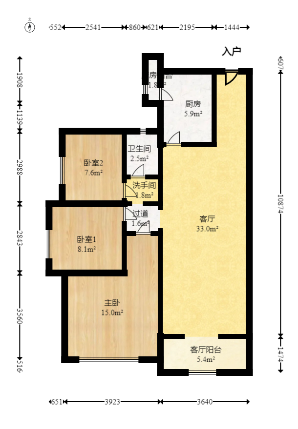 江山帝景哈佛  3室2厅1卫   88.00万室内图1