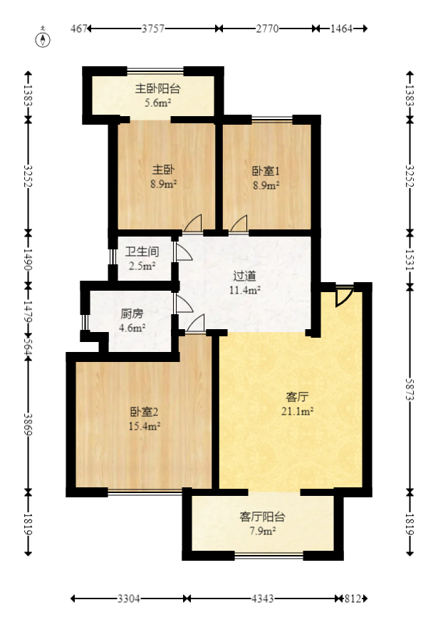 锑都家园  3室2厅1卫   52.00万室内图1