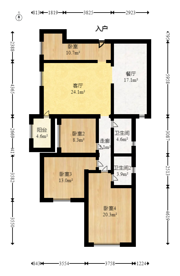 华天LOHO小镇  3室2厅2卫   60.80万室内图1