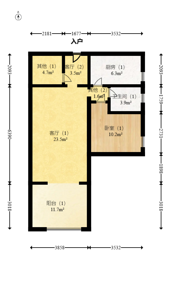 鑫远湘府华城 2室2厅1卫 83.0万 鑫远湘府华城 2室2厅1卫 83.0万户型图