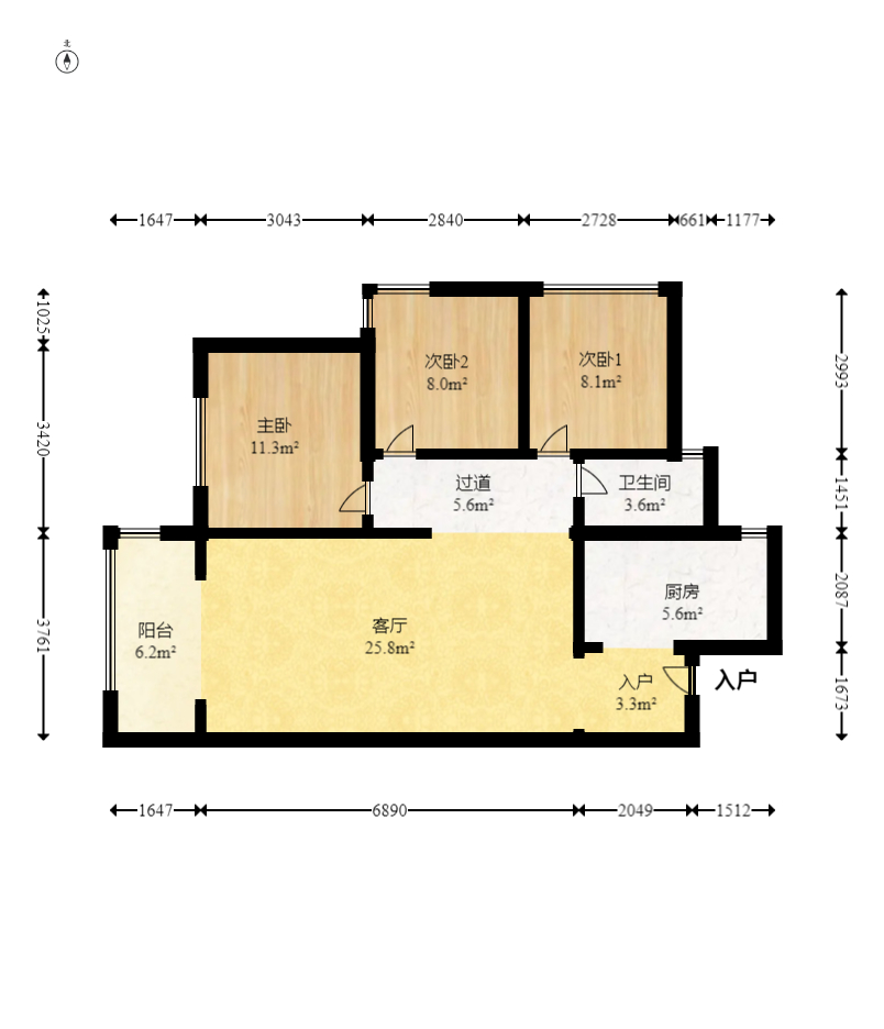 中建悦和城  3室2厅1卫   95.00万室内图1