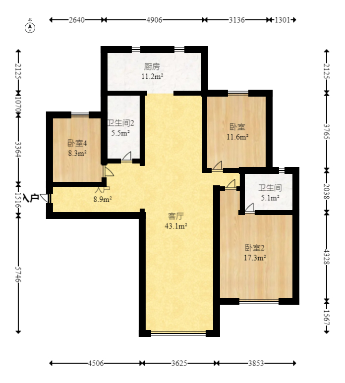 中交中央公园D4区  3室2厅2卫   142.00万室内图1