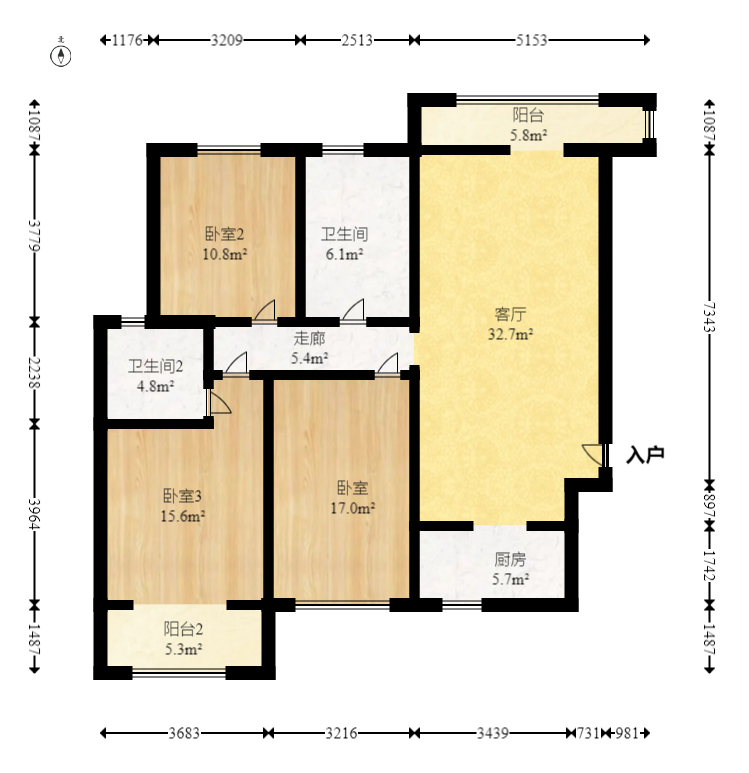 汇一城(汇壹公馆) 3室2厅2卫 98.0万 汇一城(汇壹公馆) 3室2厅2卫 98.0万户型图