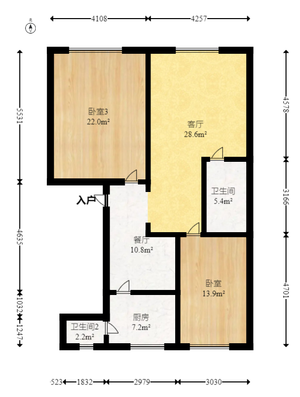 泉塘小区  3室2厅1卫   54.80万室内图1