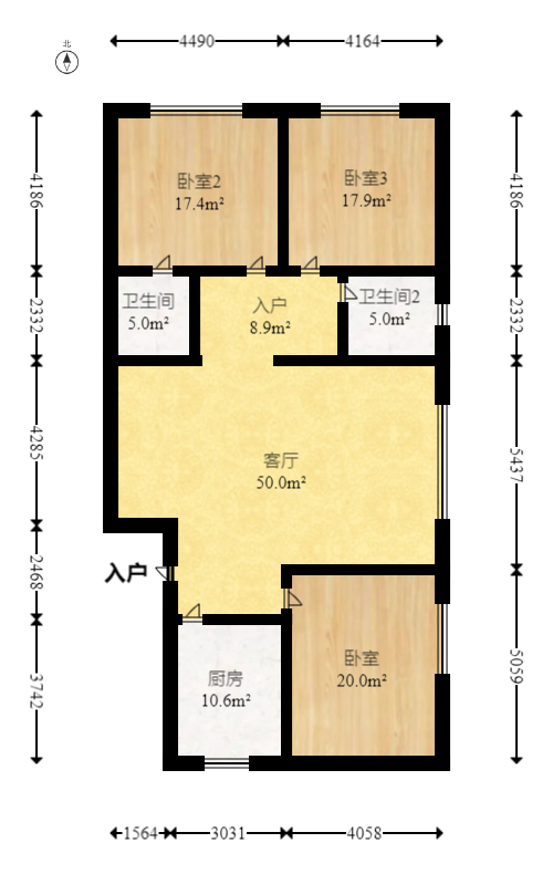 星沙国际物流园  3室2厅2卫   42.00万室内图1