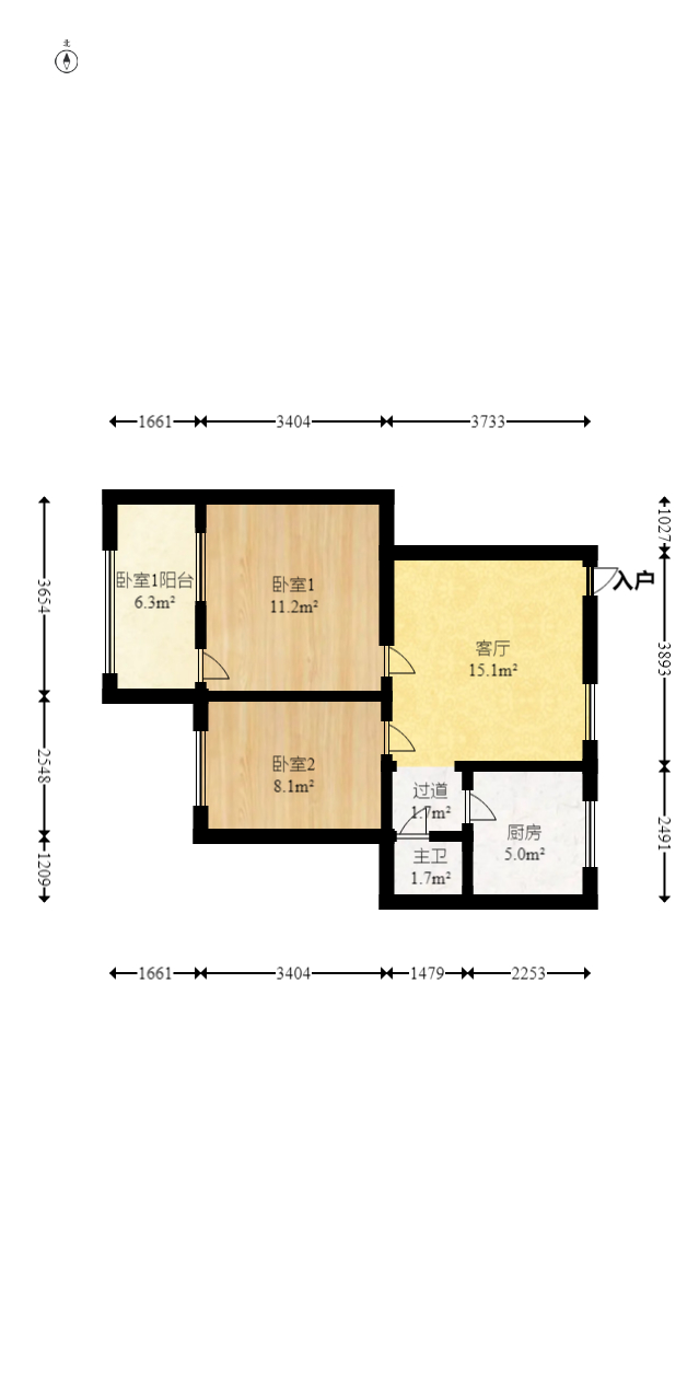 红花坡社区  2室1厅1卫    25.68万室内图1