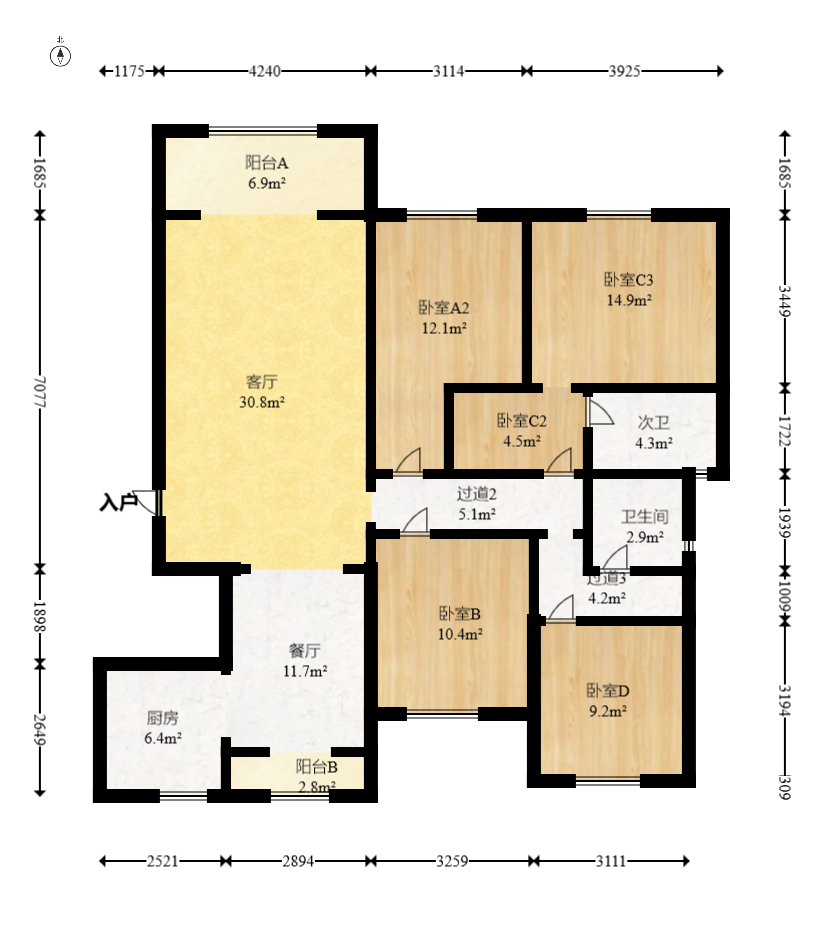 万科魅力之城天阔里 4室2厅2卫 195.0万 万科魅力之城天阔里 4室2厅2卫 195.0万户型图