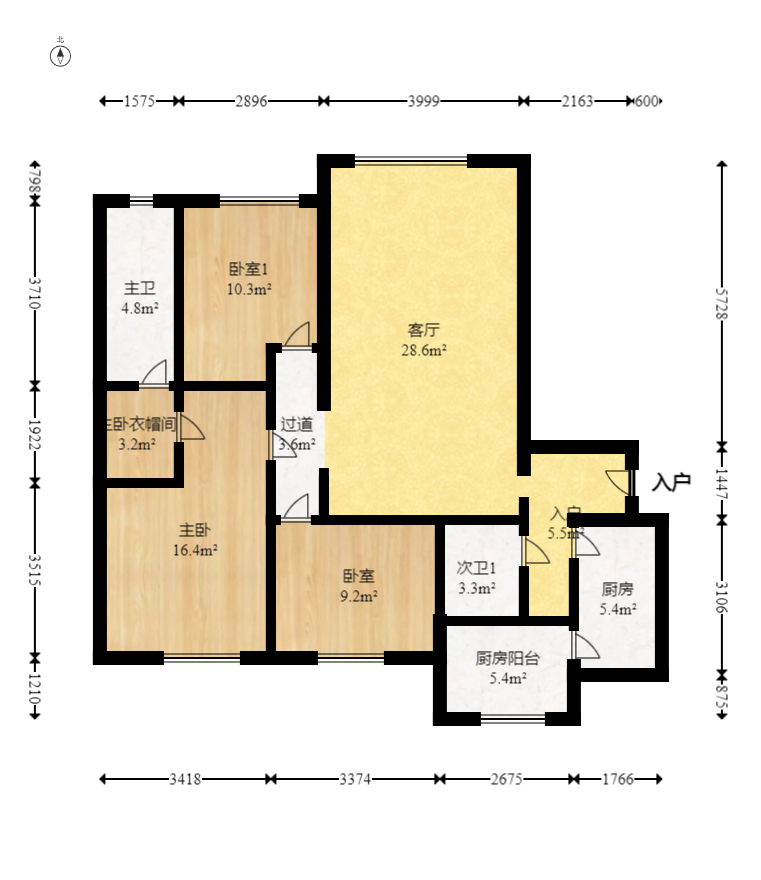 鉑宮  3室2廳1衛(wèi)    150.0萬室內(nèi)圖1