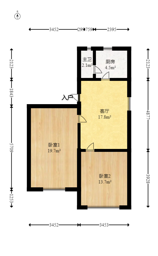 雨花区线材宿舍(莱特尔事业集团小区)  2室1厅1卫    29.5万室内图1