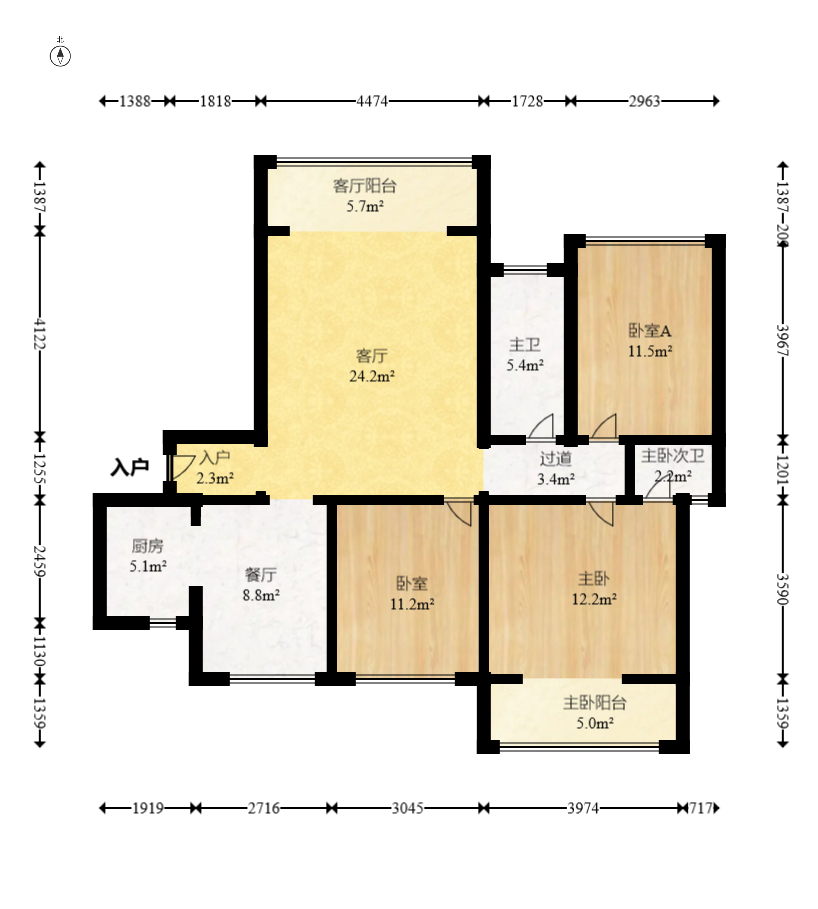 泊林晶城  3室1厅2卫    83.5万 泊林晶城  3室1厅2卫    83.5万户型图