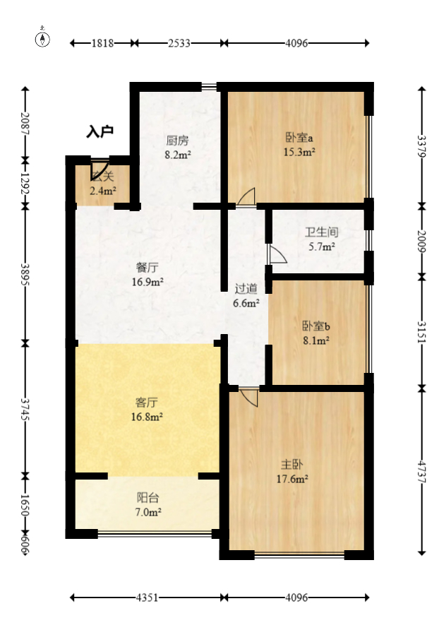 中粮自然天城 3室2厅1卫 82.8万 中粮自然天城 3室2厅1卫 82.8万户型图