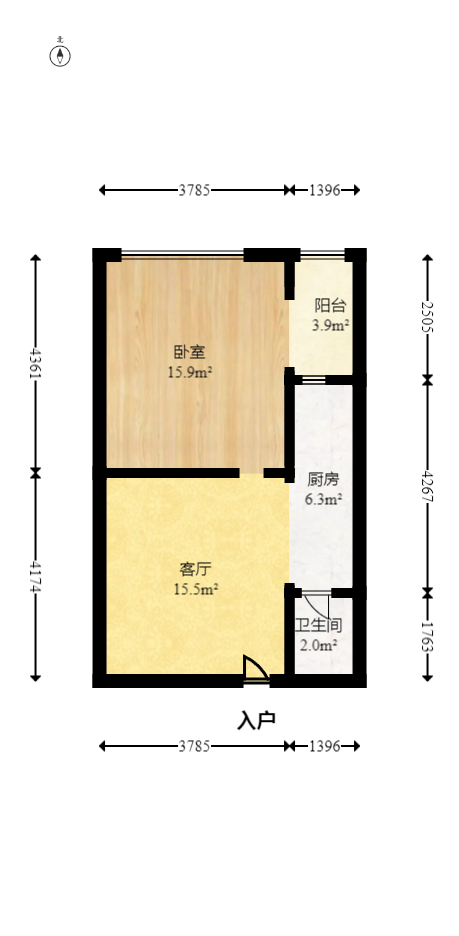 长大卧琥  1室1厅1卫   42.00万室内图1