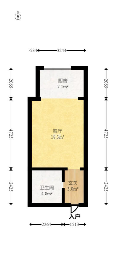 富兴时代御城 2室1厅1卫 100.0万 富兴时代御城 2室1厅1卫 100.0万户型图